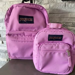 Jansport school bag and lunchbox - purple orchid